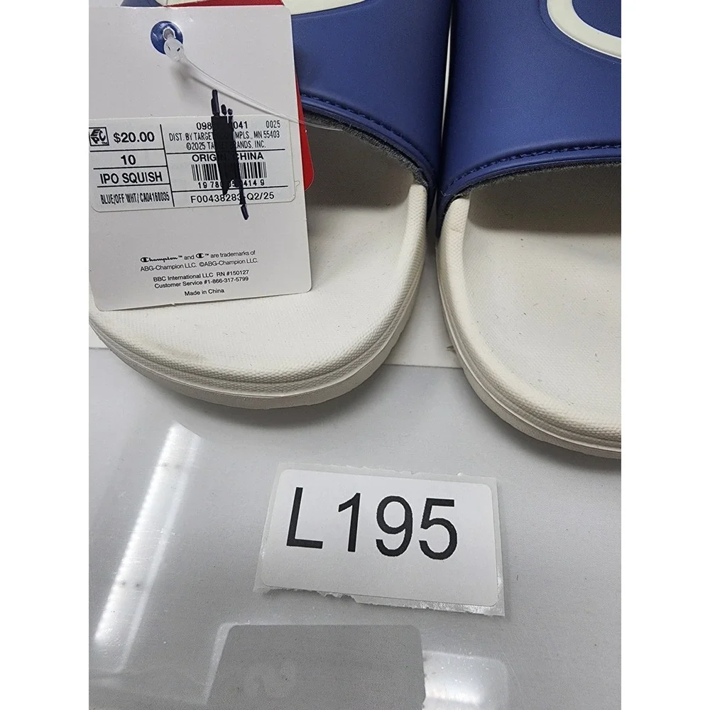 Champion Mens Slide Sandals Blue Faux Leather Athletic Size 10